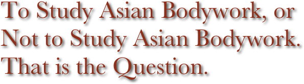 To Study Asian Bodywork, or Not to Study Asian Bodywork. That is the Question.